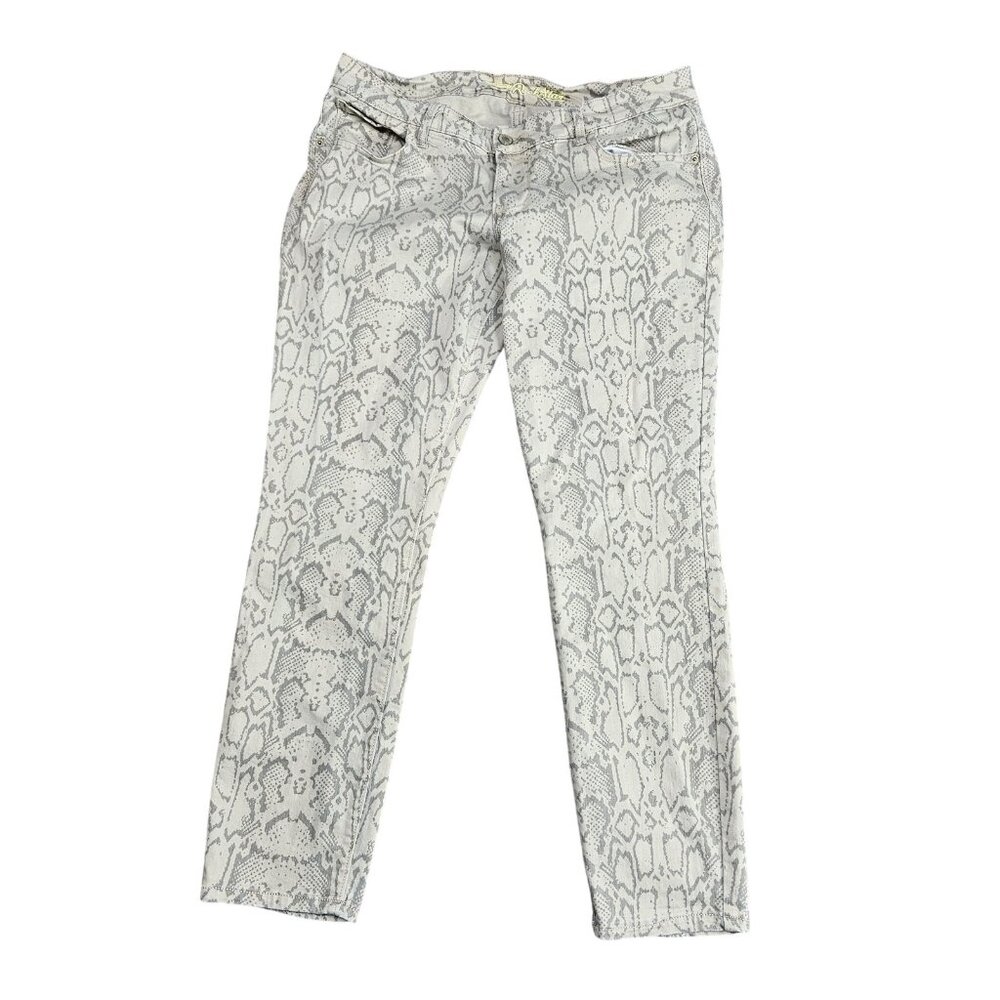 Old Navy Rockstar Skinny Jeans Womens 12 Short Beige Snake Mid Rise‎ Denim